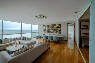 a living room with a couch and a table at Hotel InterContinental Cartagena by IHG in Cartagena de Indias