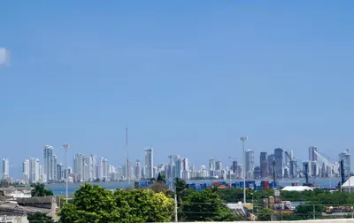 a view of a large city with tall buildings at Hotel Mar del Plata in Cartagena de Indias