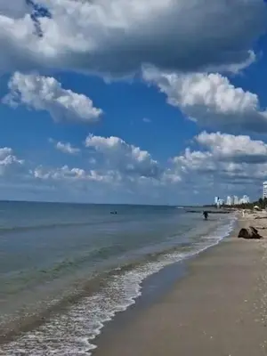 a beach with a cloudy sky and the ocean at Hermoso Apartamento en Caribe Campestre in Coveñas