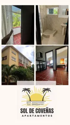 a collage of four pictures of a hotel at Apartamentos Sol de Coveñas TI in Coveñas