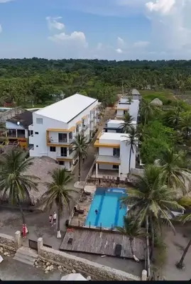 an aerial view of a resort with a swimming pool at Apartamento 201 Palmar de los vientos in San Bernardo del Viento