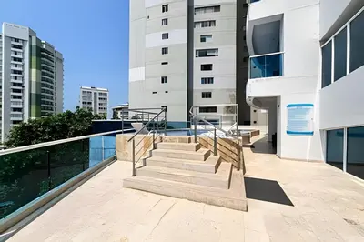 a balcony with stairs in a building at Apartamento 2 Dormitorios Laguito. Vista Mar in Cartagena de Indias