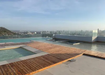 a swimming pool on the roof of a building at Cartagena Seaview Elegance in Cartagena de Indias