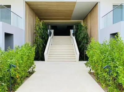 a stairway leading to a building with stairs at ¡Wonderful Beach Loft! in Cartagena de Indias
