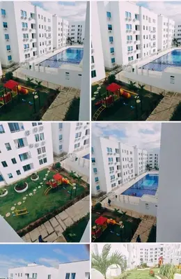 a collage of pictures of a building with a swimming pool at Hospedaje y Alojamiento Familiar in Coveñas