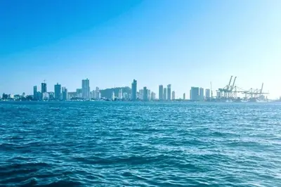 a view of a city from a body of water at Apartamento Edificio los Delfines Bocagrande , ubicación y precio in Cartagena de Indias