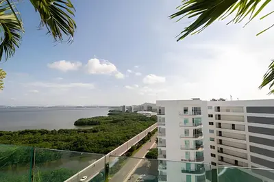 a view of the water from the balcony of a building at Apartamento 2 Dormitorios Morros. Salida playa in Cartagena de Indias