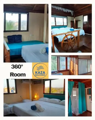a collage of pictures of beds in a room at KAZA Balcones in Santa Veronica