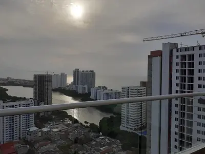 a view of a city with a river and buildings at Apartamento Cerca Playa Marbella in Cartagena de Indias