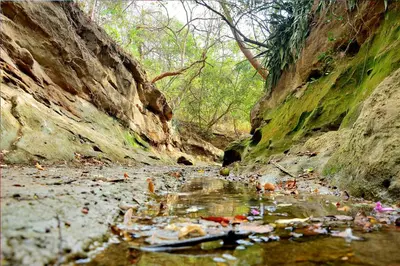 a pile of trash in a river in a canyon at Ecohotel Summer Usiacuri in Usiacurí