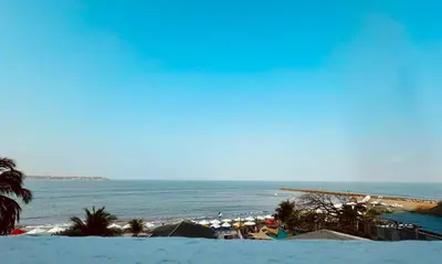 a view of a beach with the ocean at Espectacular Ocean view, apartamento de dos cuartos, con vista al mar, en Cartagena de Indias in Cartagena de Indias