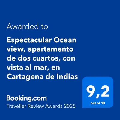 a screenshot of a cell phone with the text upgraded to expeditionary ocean view at Espectacular Ocean view, apartamento de dos cuartos, con vista al mar, en Cartagena de Indias in Cartagena de Indias