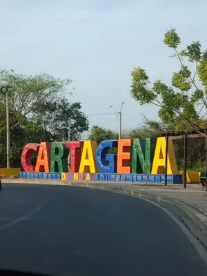 a sign that says cartagenama on the side of a road at Apartamento Frente al Mar Amoblado Cartagena in Cartagena de Indias