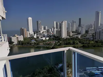 a view of a city from the balcony of a building at Apto 1715 in Cartagena de Indias