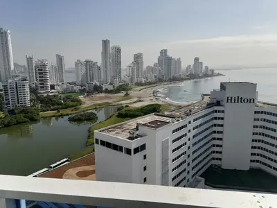 a view of a city and a river with buildings at Apto 1715 in Cartagena de Indias