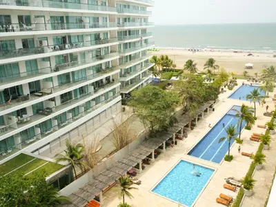 an aerial view of a hotel and the beach at Morros 3 in Cartagena de Indias