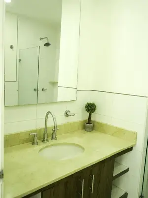 a bathroom counter with a sink and a mirror at Morros 3 in Cartagena de Indias