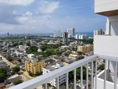 a balcony with a view of a city at Urbis 48 - Piso 23 in Cartagena de Indias