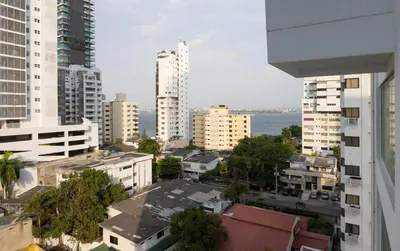 a view of a city with tall buildings at Luxury Apartment In Bocagrande With Ocean View 502 in Cartagena de Indias