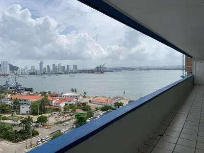 a view of the water from a balcony of a building at Portofino Cartagena Bocagrande 604 ICDI in Cartagena de Indias