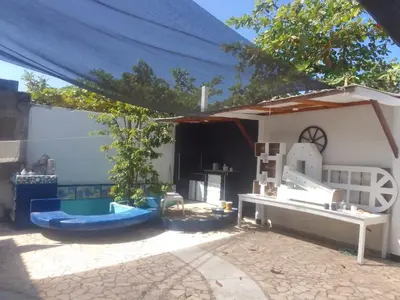 a backyard with a swimming pool and a tent at La Boquilla, Cartagena, Hospedaje, Turismocolombia-fit in Cartagena de Indias