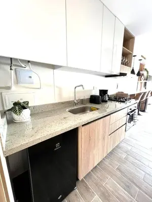 a kitchen with a sink and a counter top at Appartement neuf centre Cartagena la matuna in Cartagena de Indias