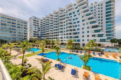 an image of the pool at the resort at Morros Epic Beachfront Apartment in Cartagena de Indias