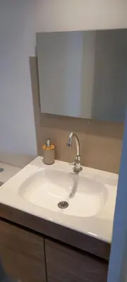 a white sink in a bathroom with a mirror at Apartamento - Edf Acuarium - Torices in Cartagena de Indias