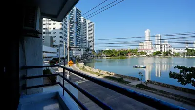 a view of a river from a balcony of a building at Marina del rey propiedades gaitan in Cartagena de Indias