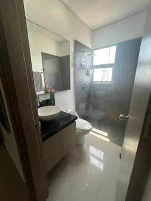 a bathroom with a sink and a toilet and a shower at Infinitum de lujo in Cartagena de Indias