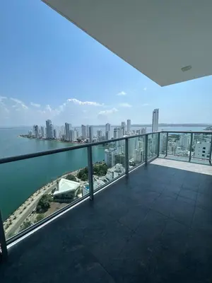 a view of the city from the balcony of a building at Infinitum de lujo in Cartagena de Indias