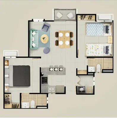 a floor plan of a house with at Apartamento Amoblado en Cartagena in Cartagena de Indias