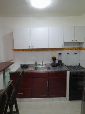 a kitchen with a sink and a stove at Apartamento Cartagena Torices 50 in Cartagena de Indias