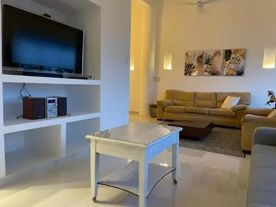 a living room with a couch and a tv at HERMOSOS APARTAMENTOS EN La CIUDAD VIEJA in Cartagena de Indias