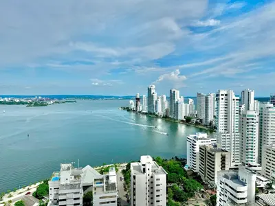 an aerial view of a city with tall buildings at apto navy 6 tripulantes in Cartagena de Indias