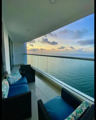 a balcony of a cruise ship with a view of the ocean at Palmetto Eliptic in Cartagena de Indias