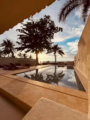 a swimming pool with a tree and palm trees at Talam House Coveñas by Bernalo Hotels in Coveñas