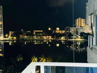 a view of a city skyline at night at Apartamento remodelado cómodo y cerca al mar in Cartagena de Indias