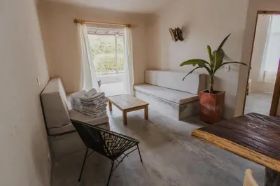 a living room with a couch and a potted plant at Apartamento Atlantic 112 in La Perdiz