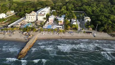 an aerial view of a beach with a resort at Apartamento Atlantic 212 in La Perdiz