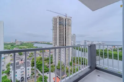a balcony with a view of a city at Apartamento de 3 habitaciones en Cartagena cerca a la playa in Cartagena de Indias