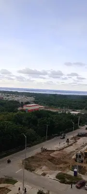 an aerial view of a parking lot with cars at Apartamento Manglar C Mallorquin Vista al Mar in Puerto Colombia