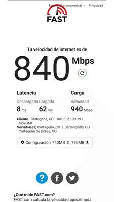a screenshot of a cell phone with the text fast mbps at Cómoda Suite con Dos Camas Queen Piscina CB1031 in Cartagena de Indias