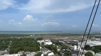 an aerial view of a city with a body of water at Aparta suite Fantástique in Cartagena de Indias
