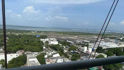 an aerial view of a city with a runway at Aparta suite Fantástique in Cartagena de Indias