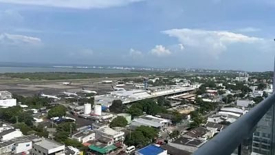 an aerial view of a city with a city at Aparta suite Fantástique in Cartagena de Indias