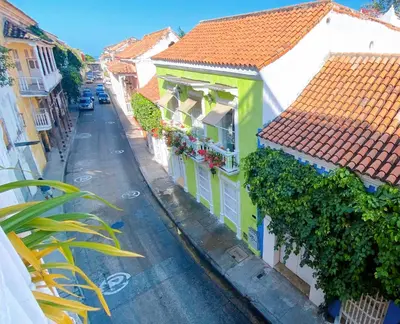an overhead view of a city street with buildings at Apartaestudio in Old City Cartagena apto 2C in Cartagena de Indias