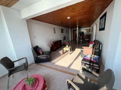 an overhead view of a living room with furniture at Cartagena Mar 4You in Cartagena de Indias