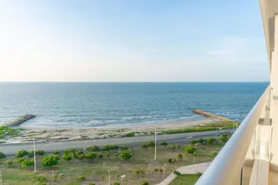 a view of the ocean from a building at Oceanfront studio + sunset views CB1403 in Cartagena de Indias