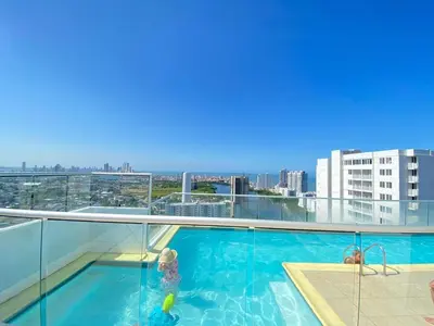 a swimming pool on the roof of a building at Terrazas Vista al Mar y Piscina Espectacular in Cartagena de Indias
